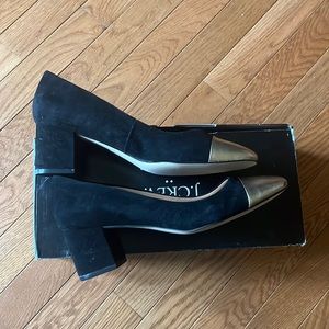 New in box J.Crew, black metallic gold Bryan mid lock with metallic captoe 9.5